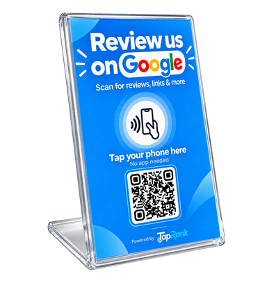 Blue background Google Review TapRank